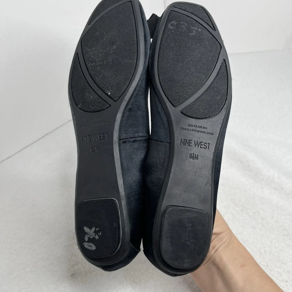 Nine West Black Jeweled Women's Ballet Flats 8.5 Boho Y2K Preppy